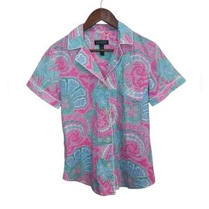 Ralph Lauren Cotton Paisley Pajama Top